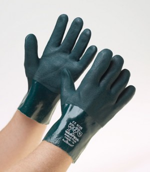 Double Dip Green PVC Gloves