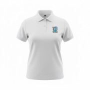 Fruit of Loom Girls White Fitted Poloshirt Inc Crest Embroidered Logo - enlarged view