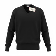 Girls Black V Neck Sweater without Logo - enlarged view