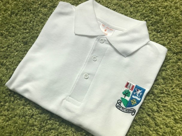 Unisex White Poloshirt Inc Crest Embroidered Logo