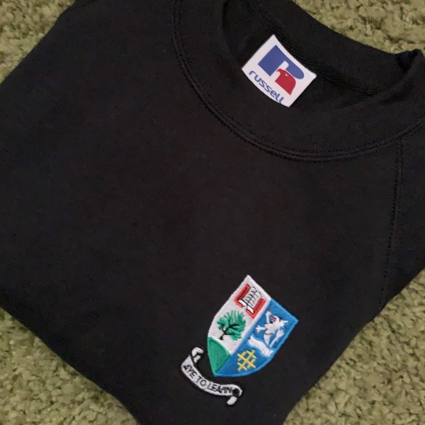 Russell Kids Black Sweatshirt Inc Crest Embroidered Logo