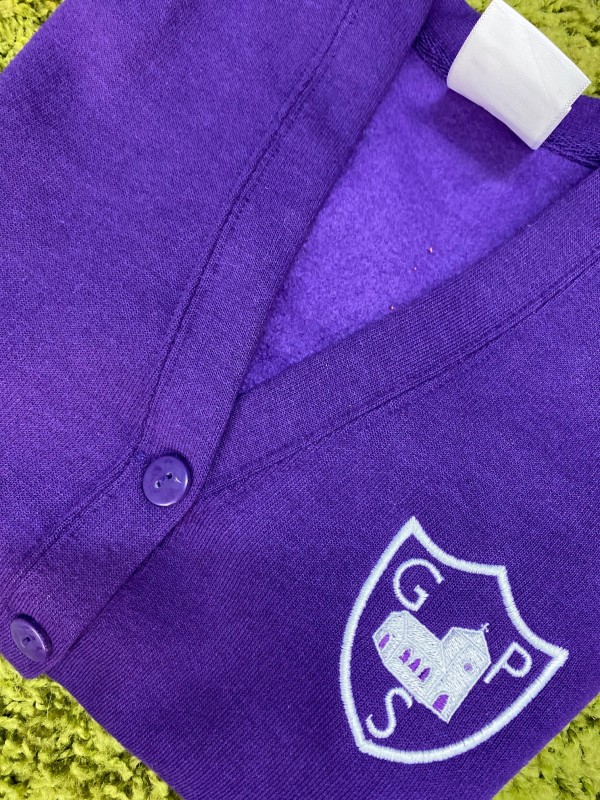Girls Purple Cardigan Inc Embroidered Logo