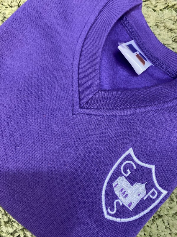 Unisex Purple V-Neck Sweatshirt Inc Embroidered Logo