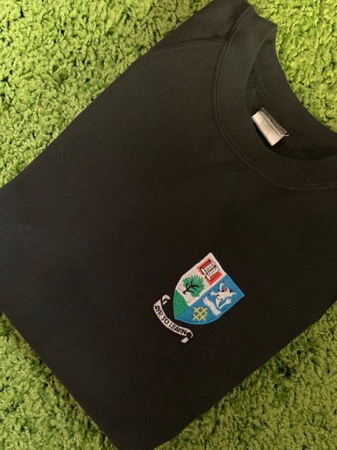 JWB Unisex Black Sweatshirt Inc Crest Embroidered Logo