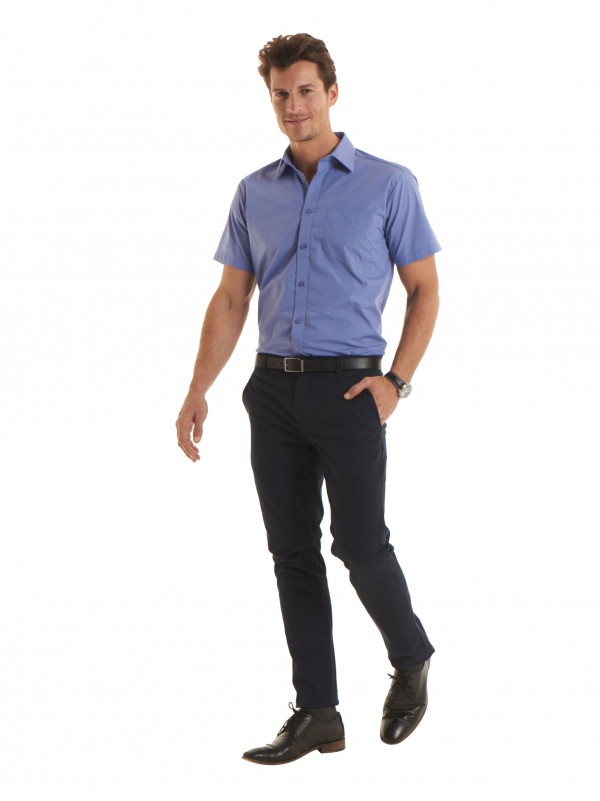 Mens Short Sleeve Poplin Shirt (Tailored Fit)