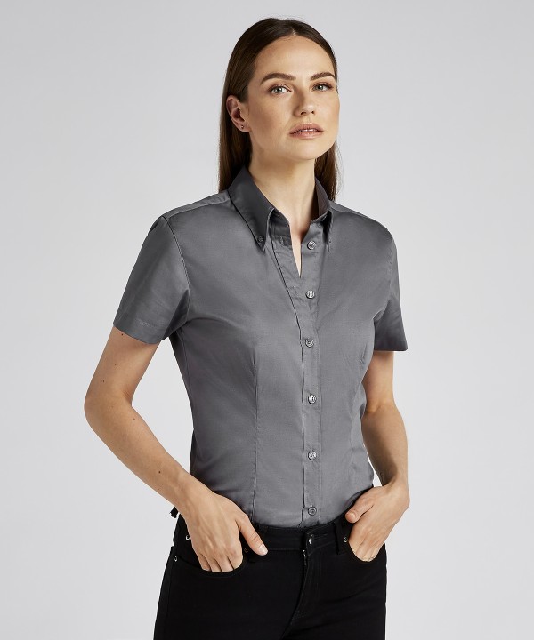 Kustom Kit Woman's Oxford Blouse Short-Sleeved (Tailored Fit)