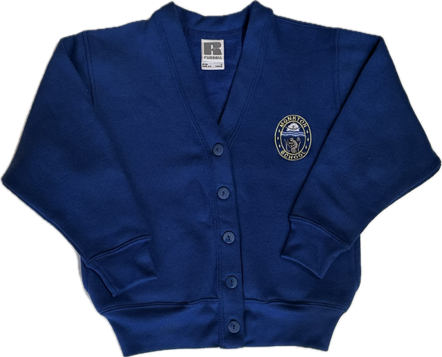 Girls Royal Sweatshirt Cardigan Age 7/8 Inc Embroidered Logo