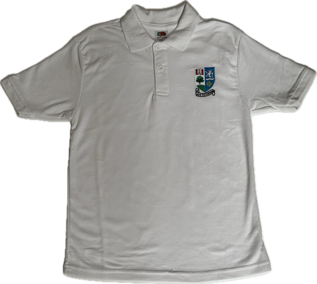 Fruit of Loom Unisex White Poloshirt Inc Crest Embroidered Logo