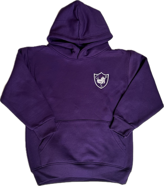 Unisex Russell Purple Hooded Top Inc Crest Embroidered Logo