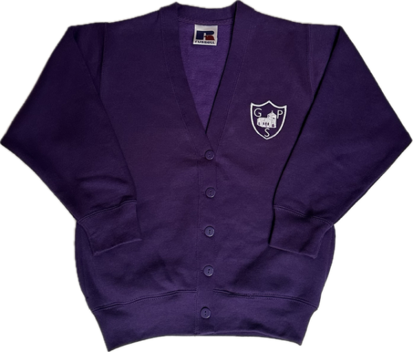 Russell Girls Purple Cardigan Inc Embroidered Logo