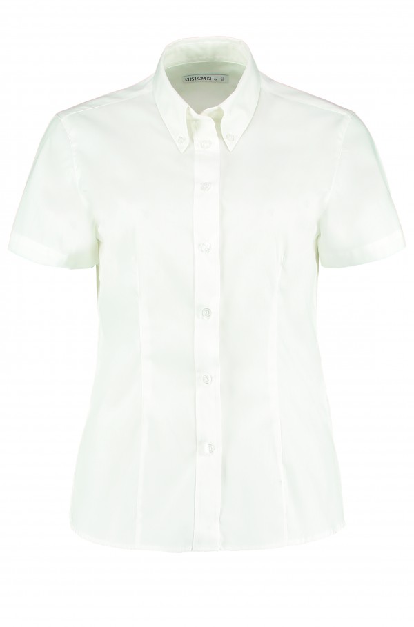 Kustom Kit Woman's Oxford Blouse Short-Sleeved (Tailored Fit)