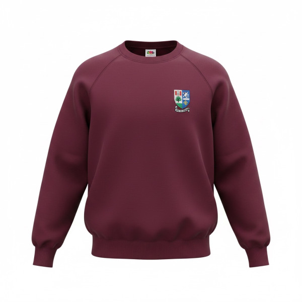 Fruit of Loom Unisex Burgundy Sweatshirt Size M Inc Crest Embroidered Logo