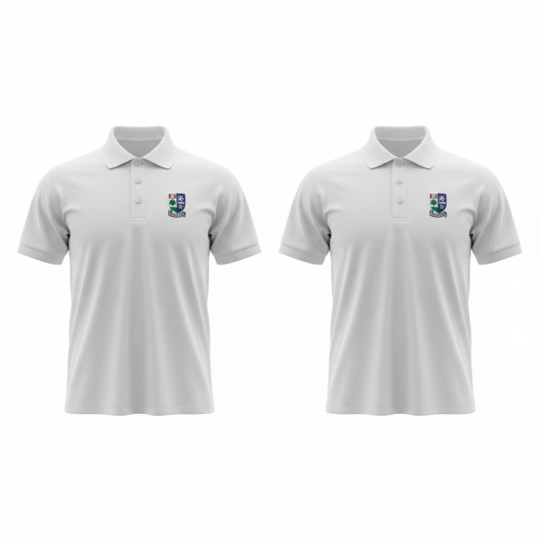 Unisex White Poloshirt Inc Crest Embroidered Logo