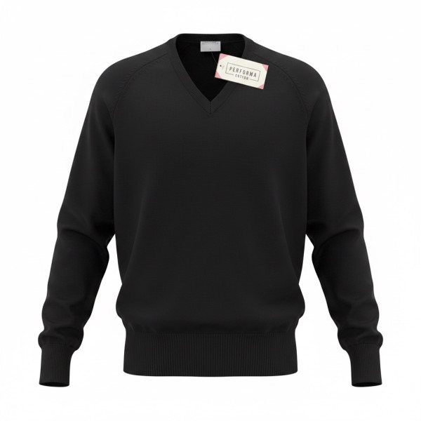 Girls Black V Neck Sweater without Logo