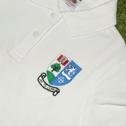 Fruit of Loom Unisex White Poloshirt Inc Crest Embroidered Logo